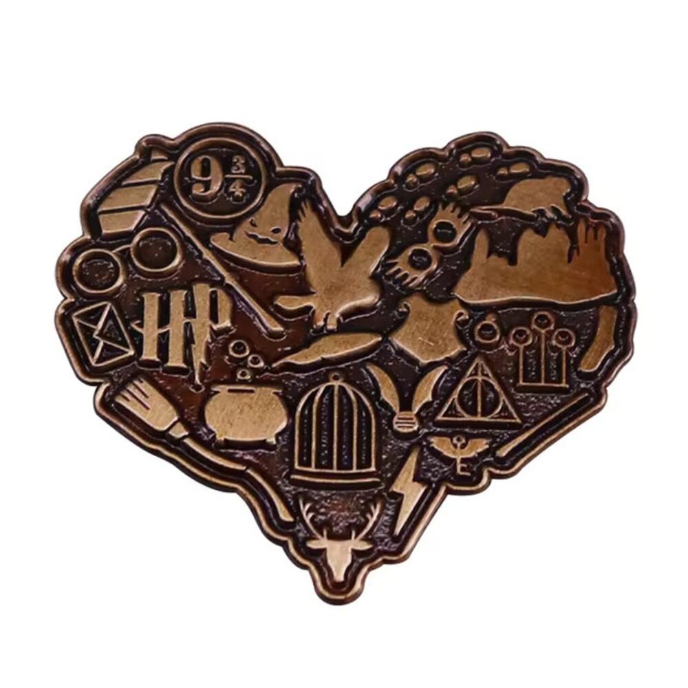 Harry Potter Heart Bronze Look  Enamel Pins 220-1